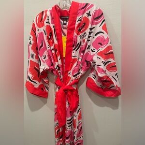 Vibrant Red and Pink Women's Kimono